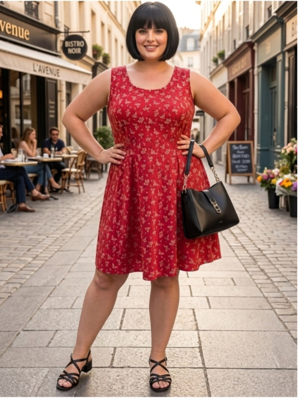 2 Dye 4 Fit & Flare Stretchy Soft Jersey Dress Red Ditsy Floral Size 3X